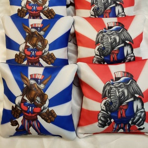 House Divided Corn Hole Bags, Republican bean bag, Democrat bean bag, American print corn hole bag, Patriot bean bags, Political