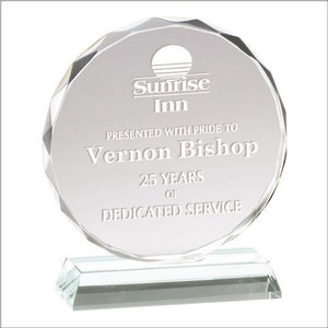 Laser Engraved Faceted Crystal Award, Corporate Recognition