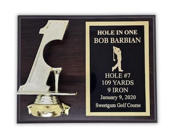 Customized Hole in One Golf Plaque | Personalized Golf Achievement Award | Two Size Options