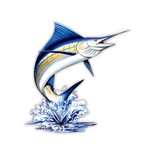 Jumping Marlin Fish Vinyl Decal | Car, Laptop, Cooler, Boat, Fridge, Water Bottle Sticker