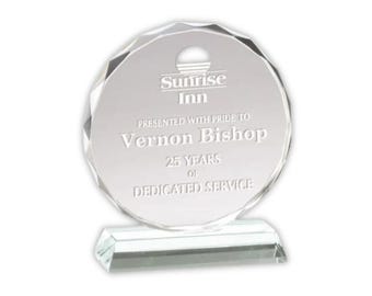 Crystal Laser Engraved Faceted Custom Award, Corporate Recognition