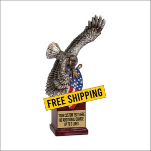 Eagle With Flag Award, Military Award, Silver Eagle Award, USA Eagle, USA Award, Patriotic Award, Eagle Trophy, American Award, Military