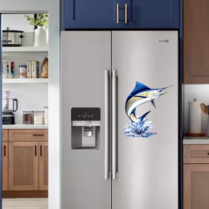 Merling Fish Sticker Jumping Marlin Fish Vinyl Decal | Car, Laptop, Cooler, Boat, Fridge ...