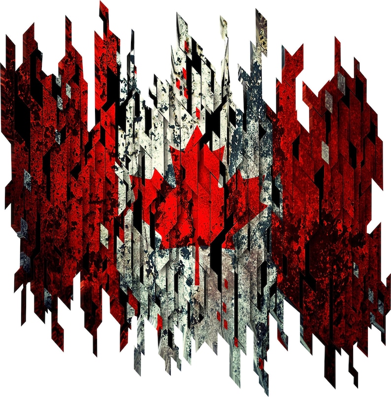 Distressed Canadian Flag Decal, Full Color Canadian Flag Decal, Canada
