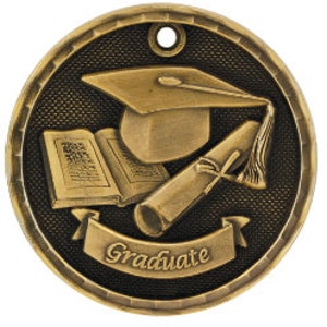 Graduation medal, engraved medals with neck ribbons, Gold graduate award, Education medal, Academic Awards, Honor roll academic award