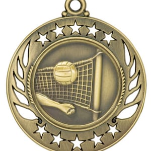 Volleyball medal, gold volleyball medal, silver volleyball medal, bronze volleyball medal, sport medals, engraved medals with neck ribbons