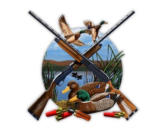 Duck Hunting Gum Rifle Vinyl Decal | Car, Laptop, Cooler, Boat, Fridge, Water Bottle Sticker