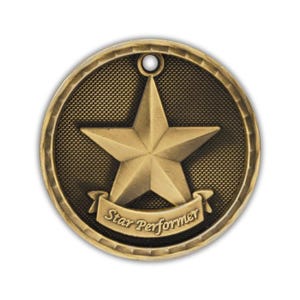 Star Performer Custom Engraved 2” 3D Medals | Gold, Silver & Bronze | 1st 2nd 3rd Place
