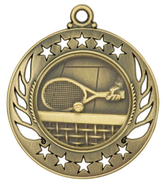 Medalla de tenis medalla de tenis de oro medalla de tenis de - Etsy España