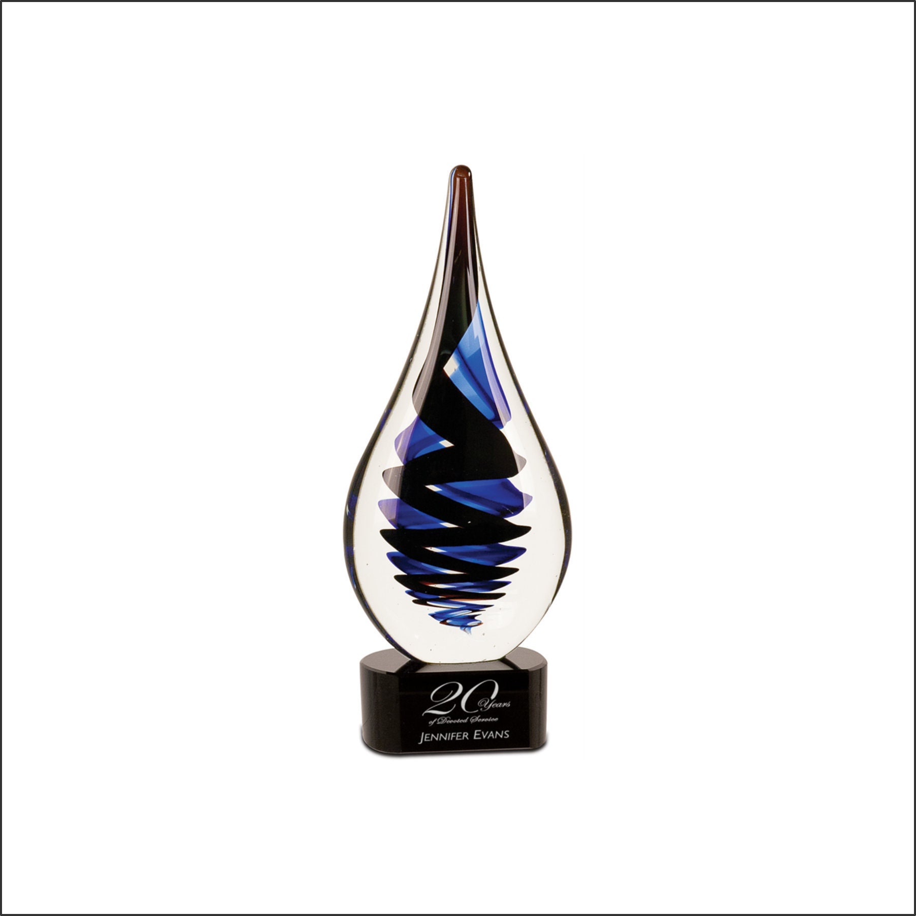 twist art glass sculpture, hand blown glass, blown glass sculpture