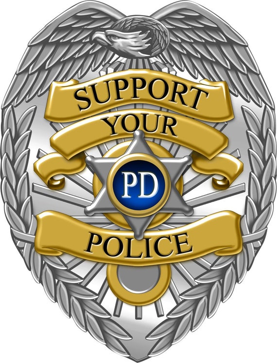 Police badge decal, full color police support decal, police sticker,  Support Police laptop sticker, vinyl decal, vinyl sticker