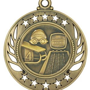 Swimming medal, gold swimming medal, silver swimming medal, bronze swimming medal, sport medals, engraved medals with neck ribbons