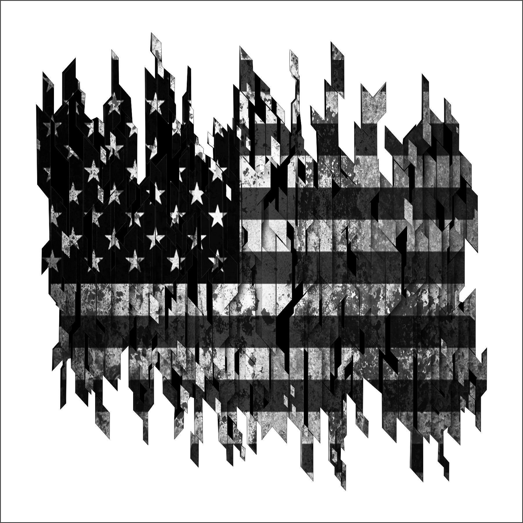 Distressed Black & White XPLORE OFFROAD American Flag Rear Window Decals 