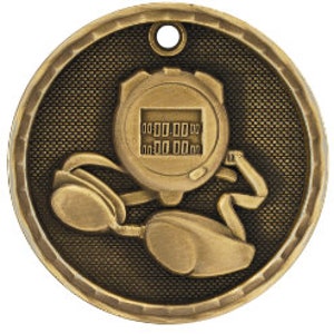 Swimming medals, engraved medals, Gold swimming medal, silver swimming medal, bronze swimming medal, swimming awards, swimming stats medals