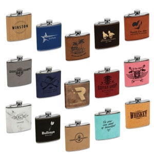 laser engraved flask, wedding gift, custom lasered flask, personalized flask, message flask, leatherette flask, laserable leatherette flask