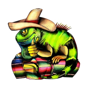 Full Color Iguana met Sombrero download, Iguana Sombrero afbeelding, full colour Iguana download, Iguana download, kleur sombrero, leuke leguaan