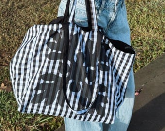 PREORDER Black Ulu Gingham Market Bag