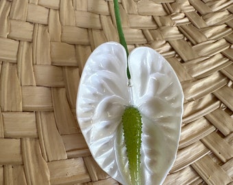 MINI White and Green Fake Anthurium for hair