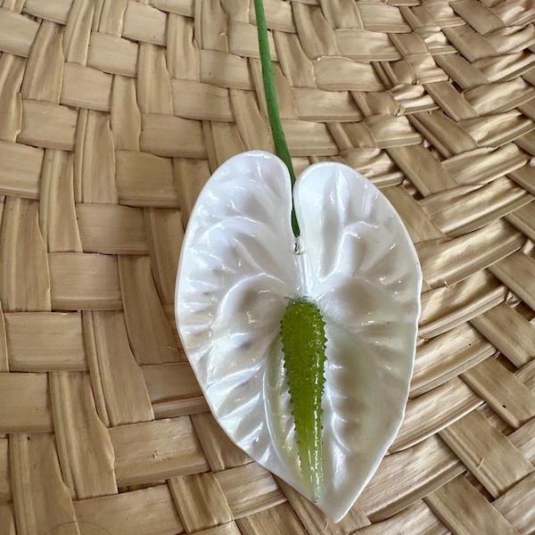 MINI White and Green Fake Anthurium for hair