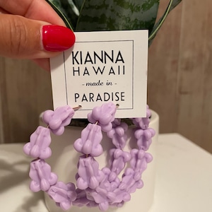 Medium Light Purple Resin Full Crown Flower Hoops