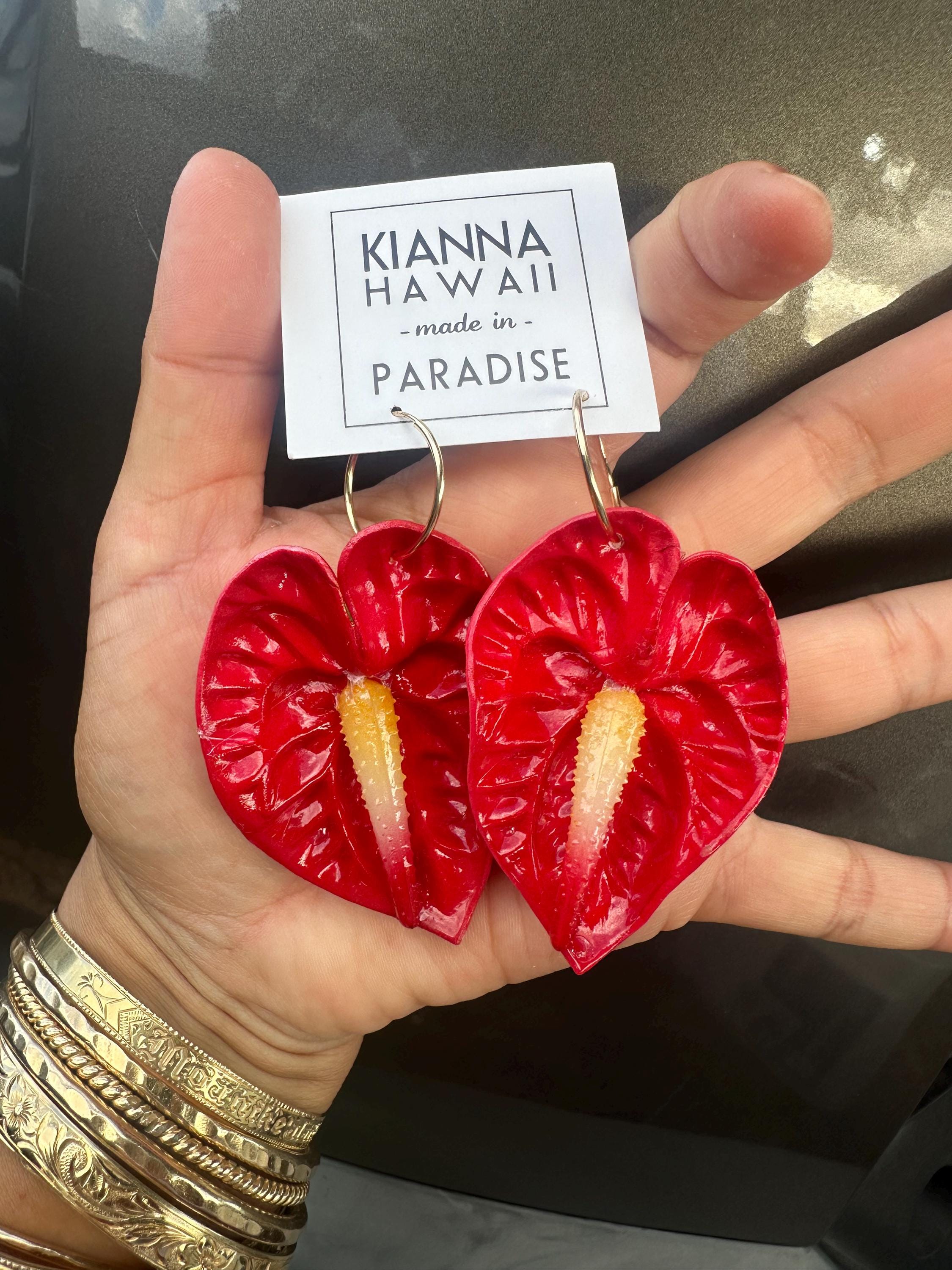 Small Red Anthurium Hoop Earrings - Etsy