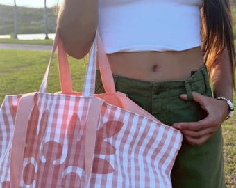 Peach Ulu quilt Market Bag
