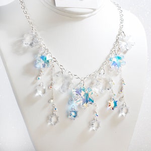 Falling Frozen Snowflakes Austrian Crystal Necklace