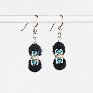 Dueling Hematite Half-Moons And Austrian Crystal Earrings