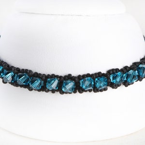 Austrian Crystal Beaded Tennis Style Bracelet - Black N Blue