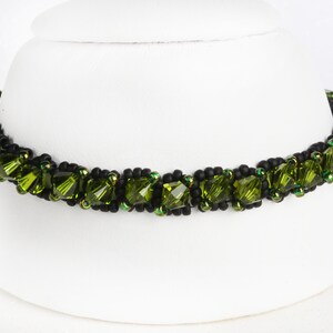 Austrian Crystal Beaded Tennis Style Bracelet - Envy Green