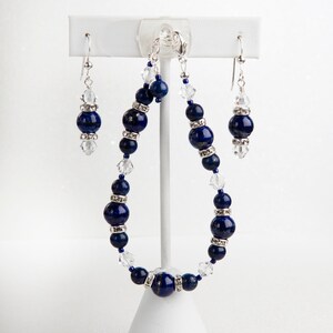 Austrian Crystal and Lapis Lazuli Bracelet and Earring Set