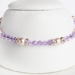 Austrian Crystal and Pearl Sterling Silver Bracelet in Violet