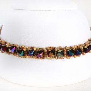 Austrian Crystal Beaded Tennis Style Bracelet - Earthtone