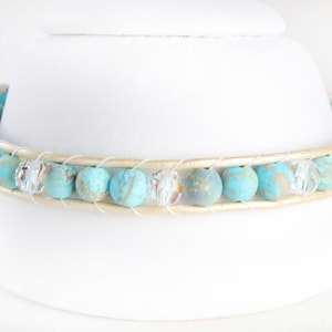 Wickelarmband aus österreichischem Kristall und Aqua-Jaspis