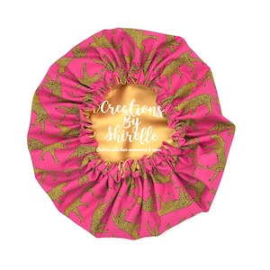 Pink Cheetah Satin Bonnet | Sleep Cap | Available in adults and children| Satin Sleep Cap | Satin Scrunchies | Gold Satin | Cheetah Print