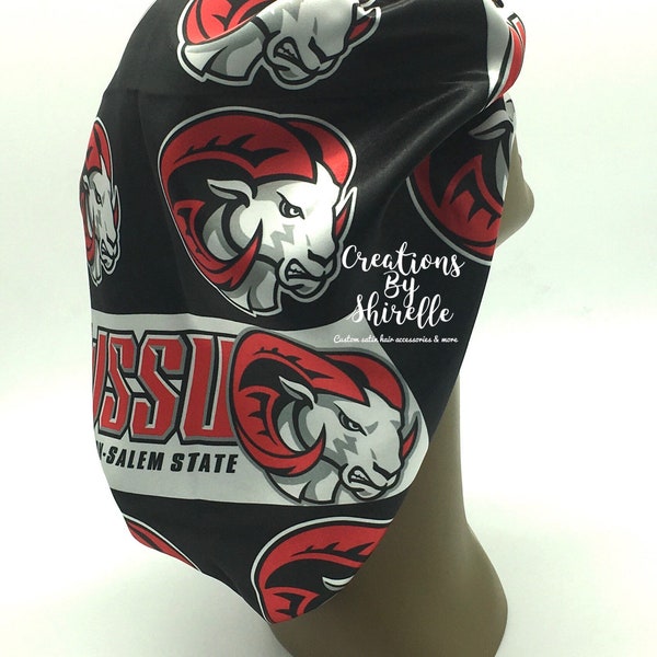 Winston Salem State University Satin Bonnet | Ram Pride | Black and Red | Available in adults and children| Satin Sleep Cap | Satin | WSSU