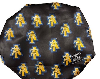 NCATSU Satin Bonnet: Aggie Dog, Black Ayantee Sleep Cap