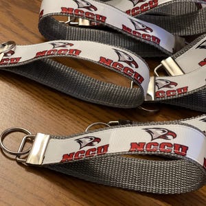 North Carolina Central Keychain | NCCU Eagle | Red and Grey | Keychain | Key Fob | Satin | NCCU | Eagles