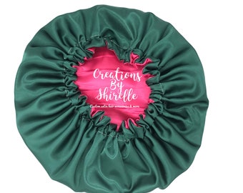 AKA Sorority Pink Green Satin Sleep Bonnet Cap - Etsy display picture 1