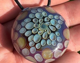 Double amber purple honeycomb hollow glass pendant