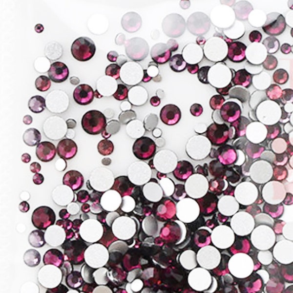Amethyst 500 Strass flach zurück künstliche Edelsteine Runde Glas Kristall 6 gemischte Größen 1,6-3,2 mm Nail Art Phone stationäre Karte DIY Kleber Fix