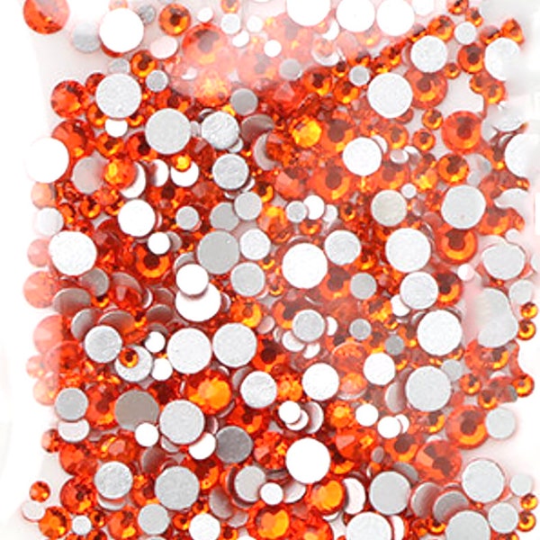 Hyazinth orange 500 Strass flach zurück künstliche Edelstein Runde Glas Kristall 6 gemischte Größen 1,6-3,2 mm Nail Art TelefonKarte DIY Kleber Fix