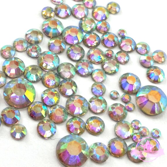 2mm to 6mm Mix Sizes Resin Crystal AB Round Rhinestones Flat Back –  GreatDeal68