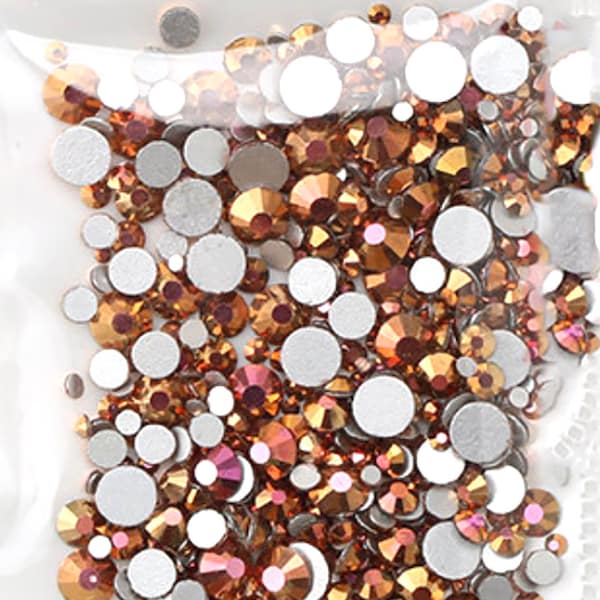 Rose Gold 500 Strass flach zurück künstliche Edelsteine Runde Glas Kristall 6 gemischte Größen 1,6-3,2mm Nail Art Telefonkarte DIY Kleber Fix