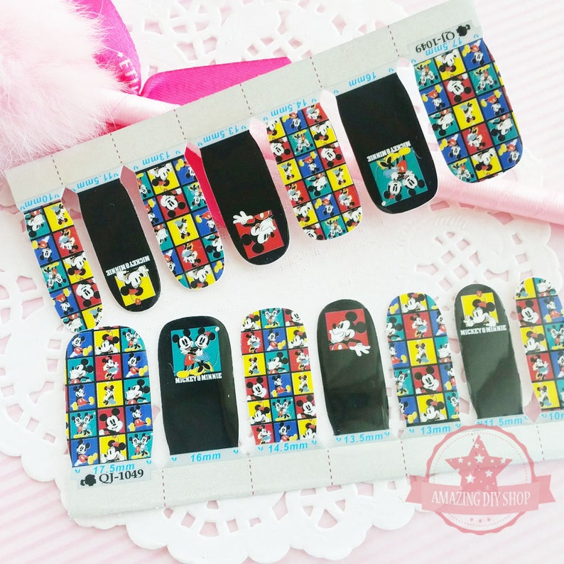 Mickey Mouse One Set of Full Nail Polish Strips Wraps Stickers Etsy