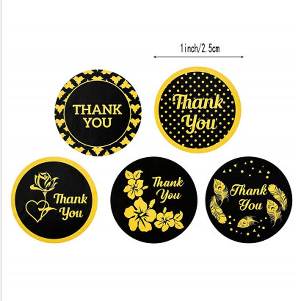 500 Pcs thank You Labels Round Roll Stickers Black | Etsy