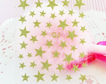 Glitter Gold Star Self Adhesive Colorful Nail Art Stickers Transfer Decals #N5-02 x 2