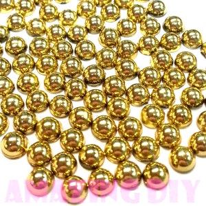 600 pcs 4mm DIY Art Resin faux round Shiny Gold Pearls Flat back Phone Deco ~ P4-02