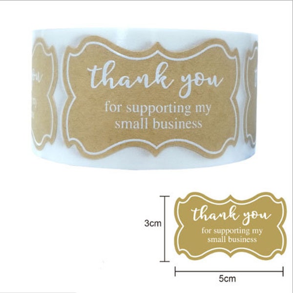 250 pcs "thank you for supporting my small business" Kraft Label Brown Roll Stickers Business Use Craft Gift Bulk Wholesale (5cm x 3cm)