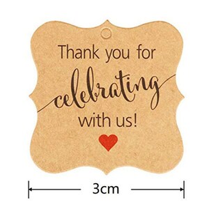 100 Pcs "thank You for Celebrating With Us" Kraft Gift Name Paper Tags